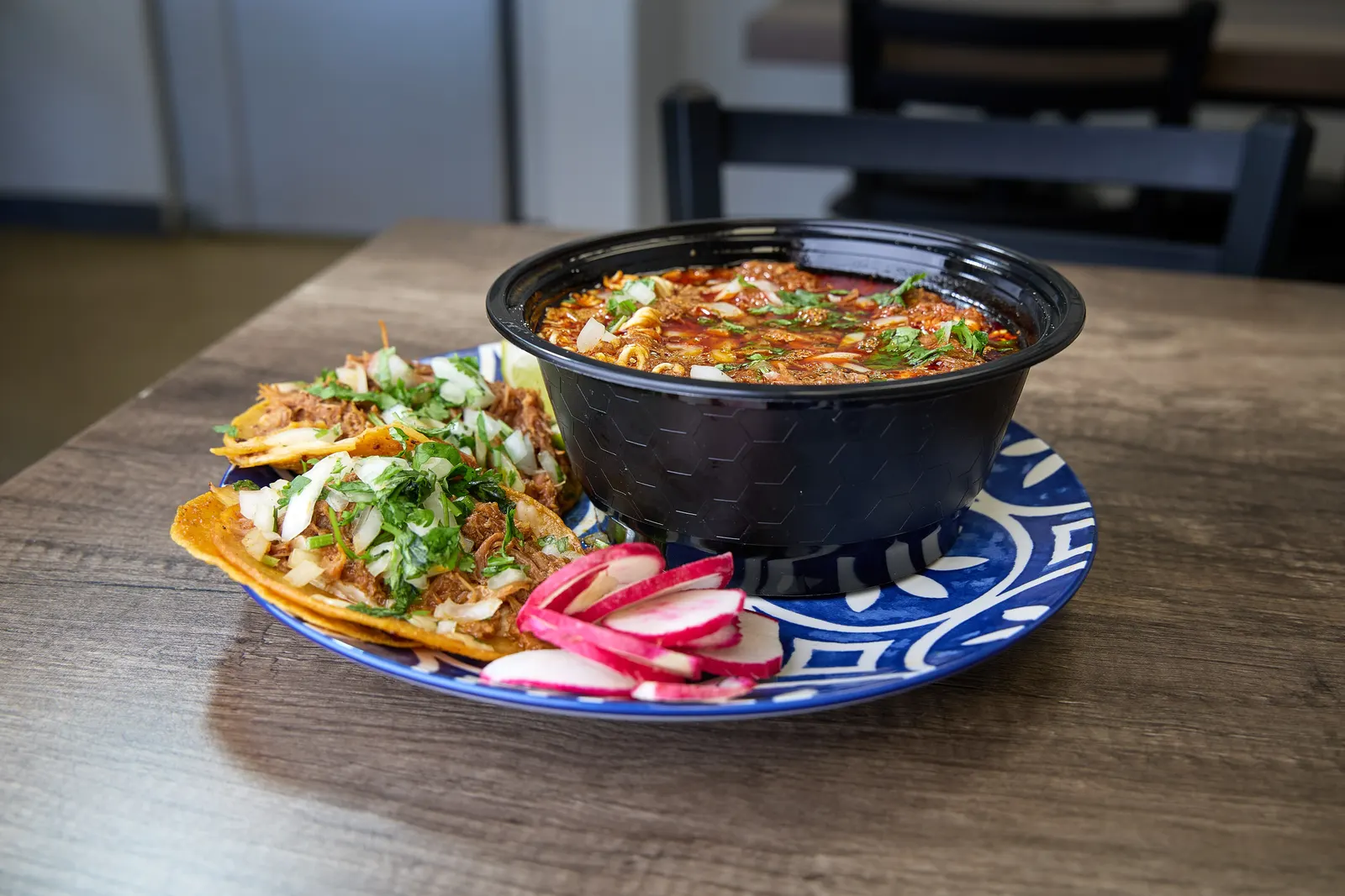 Birria ramen and queso tacos combo at Mr. Birria