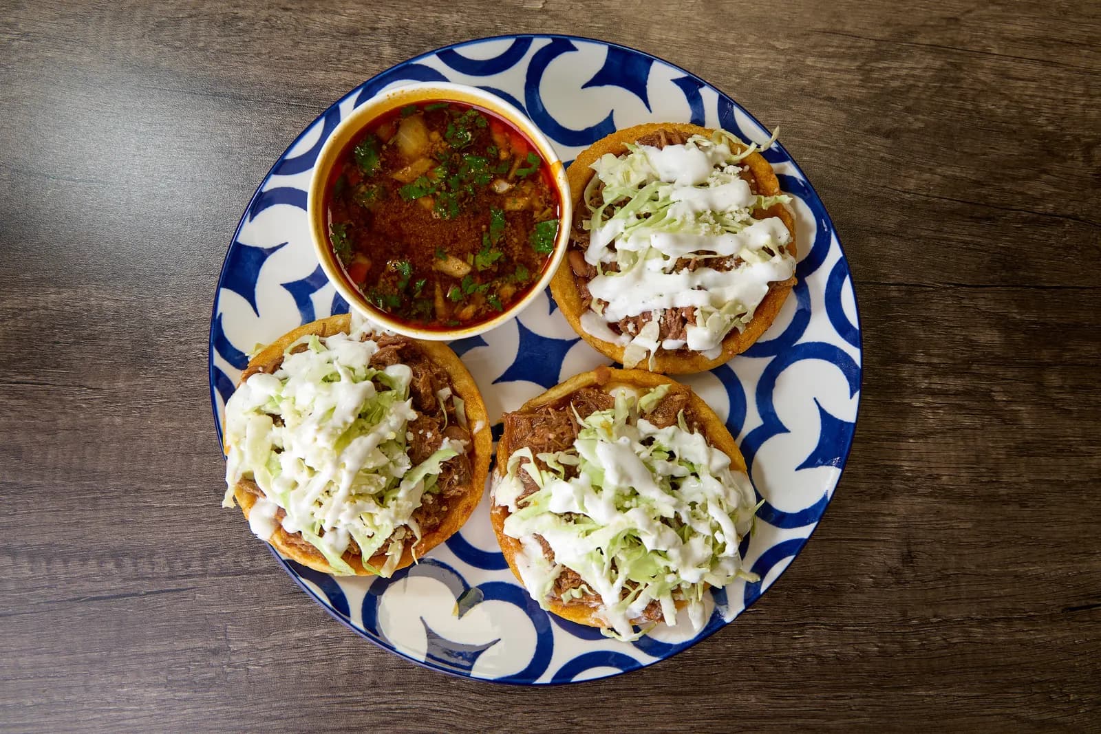Birria sope combo, three pieces