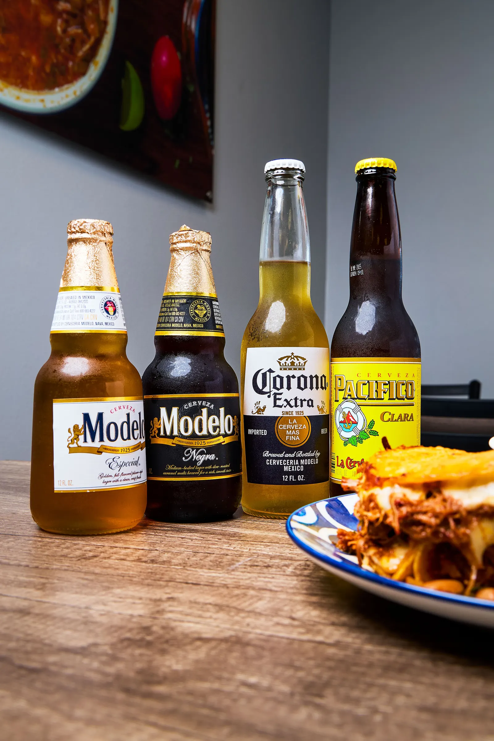 Cold beers and a birria mulita at Mr. Birria