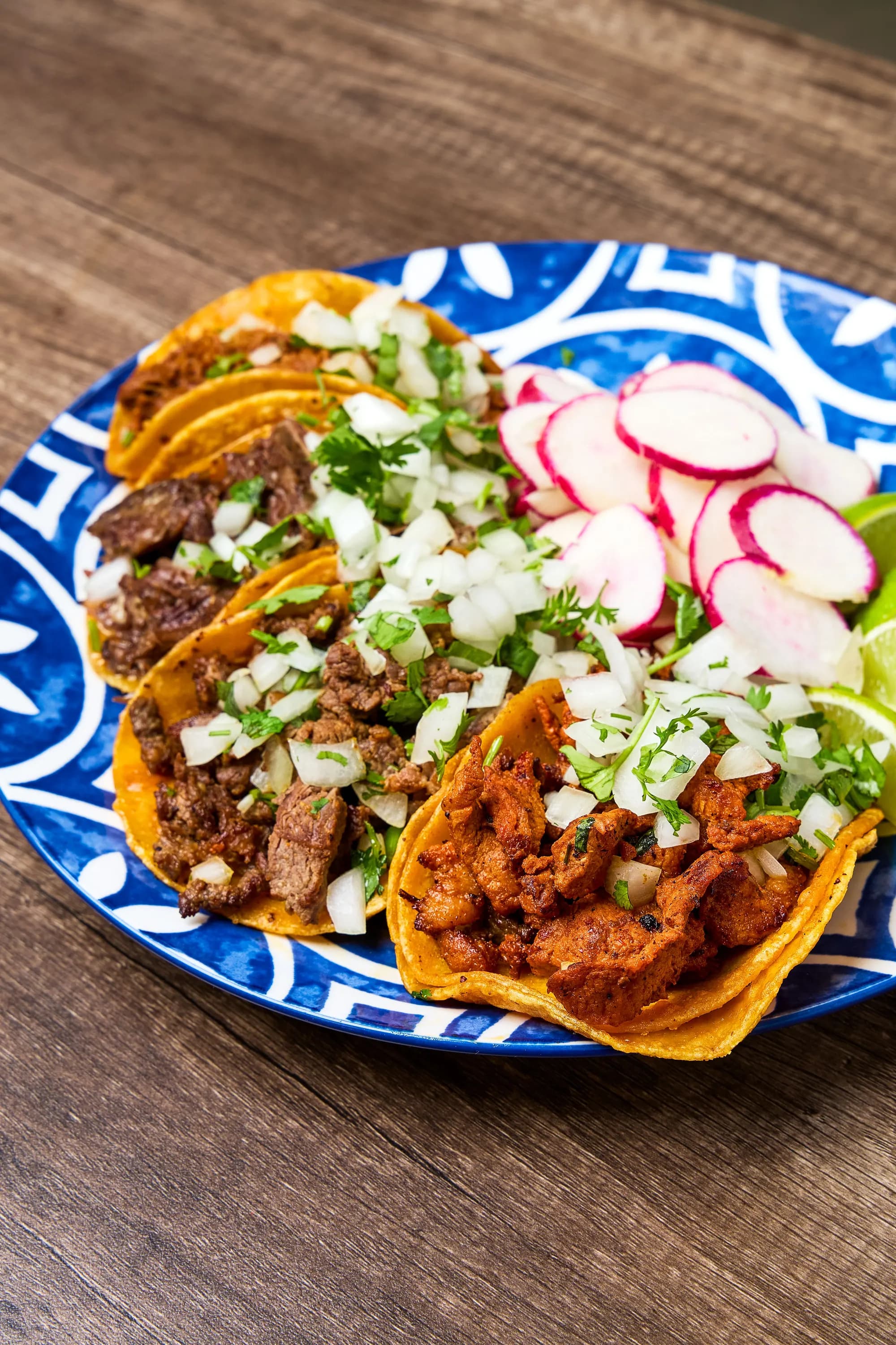 Taco box with adobada, asada, birria and cabeza tacos